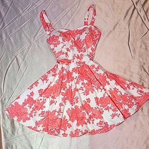 Pink and White Floral Short Dress